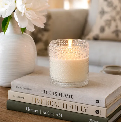 4" LED Beaded Glass Candle, Clear