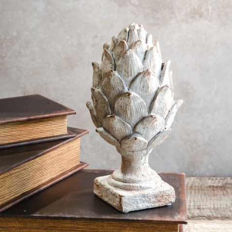 8.8" White Washed Resin Artichoke