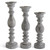 Gray Ribbed Wood Candleholder