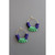 Green and navy blue glass hoop earrings