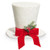 White Glitter Top Hat with Red Bow