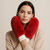 Solid Faux Fur Mitten Gloves, Red/Ivory