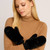 Solid Faux Fur Mitten Gloves, Black