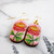 Pink Chrysanthemum Flower Oblong Earrings