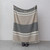 Woven Recycled Cotton Striped Throw with Fringe, Beige/Grey