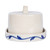 Hand-Painted Stoneware Butter Dish with Flower, Blue & White