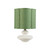 White Stoneware Table Lamp with Scalloped Green Fabric Shade