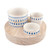 Ceramic Bowls on Wood Base - Blue Pattern