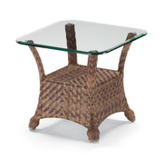 Telescope Casual 24" Square Wicker End Table with Glass Top