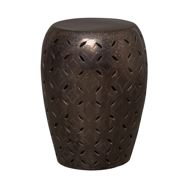 Outsunny 13" Ceramic Lattice Garden Stool – Indoor/Outdoor End Table Decor