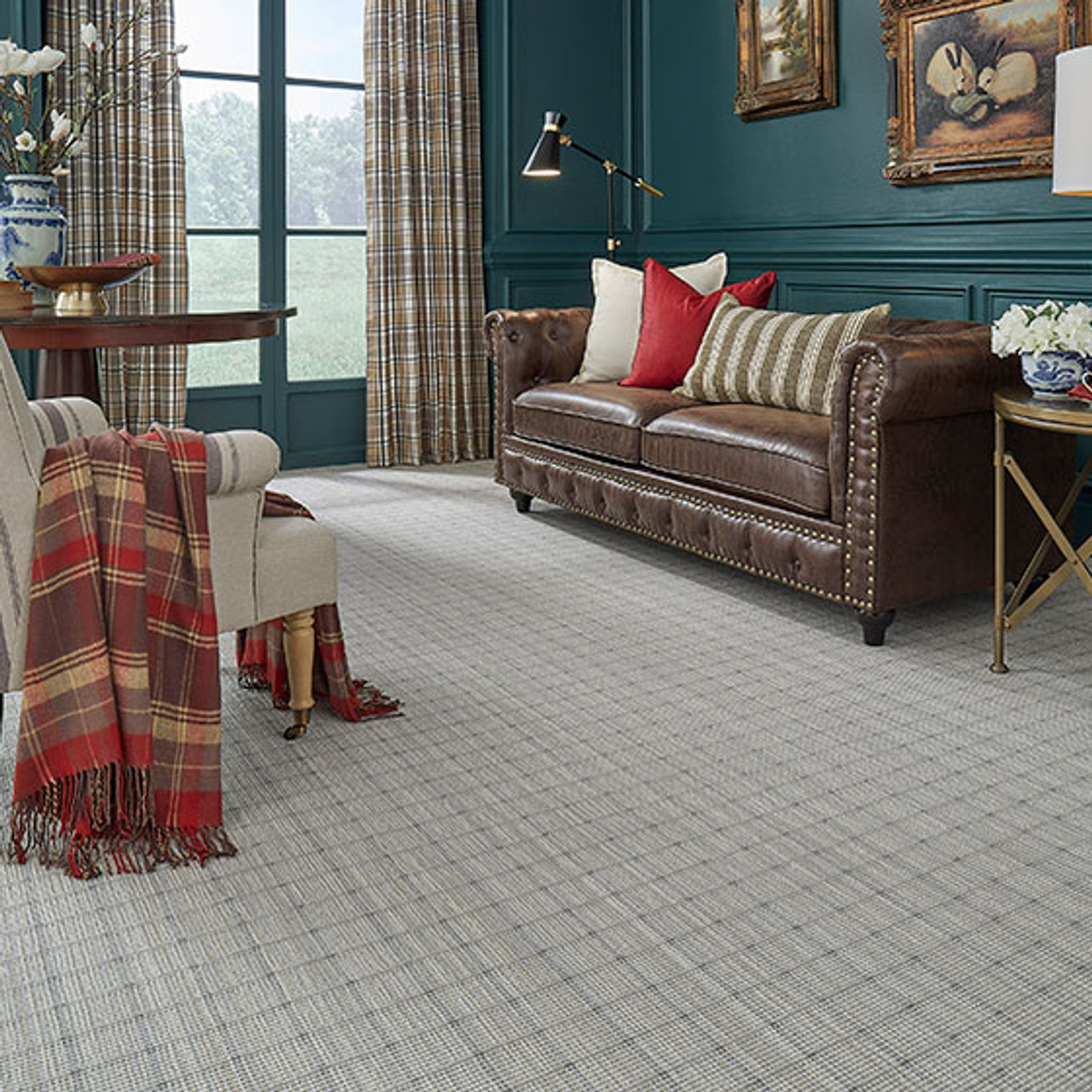 Wilton - Grey Tartan Carpet - Flooring Trade Warehouse