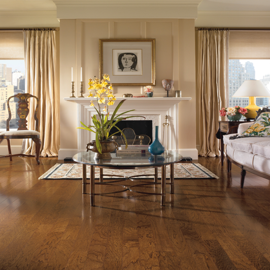 Bruce Turlington Lock  & Fold Hickory Engineered Hardwood Plank Room Scene