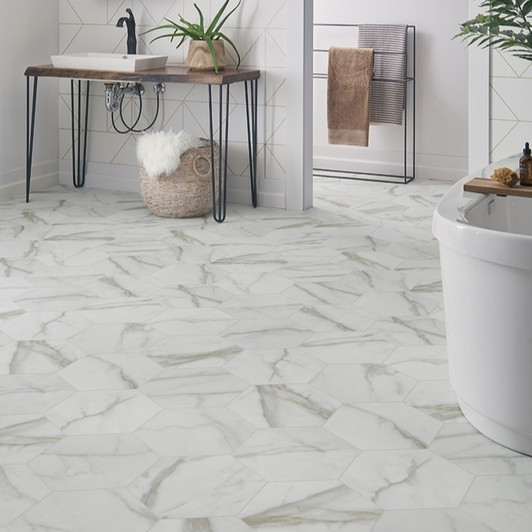 Mannington Revive Carrara Platinum Vinyl Sheet Flooring Room Scene