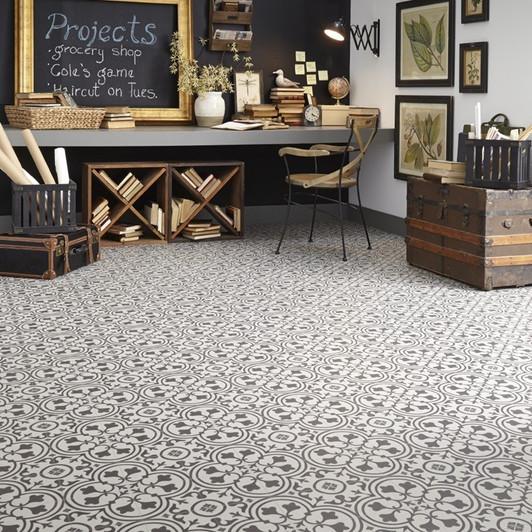 Mannington Revive Deco Gold Vinyl Sheet Flooring Room Scene