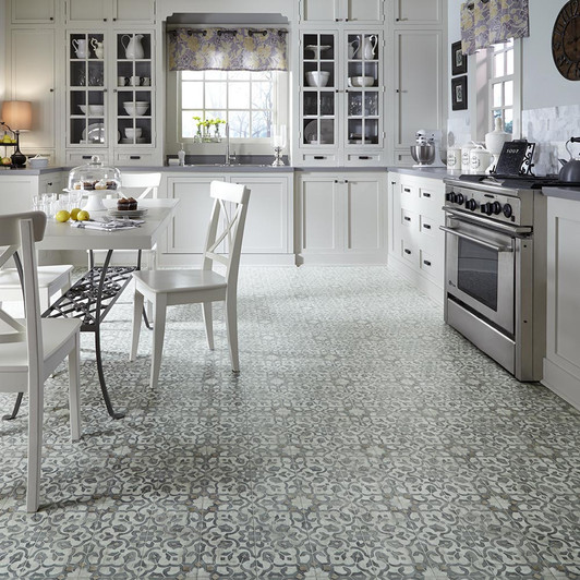 Mannington Revive Filigree Platinum 13035 Vinyl Sheet Flooring Room Scene