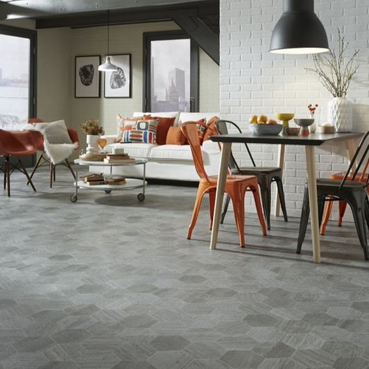 Mannington Revive Hive Silver 08038 Vinyl Sheet Flooring Room Scene