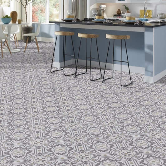 Mannington Revive Tapestry Silver 08045 Vinyl Sheet Flooring Room Scene