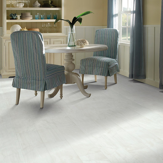 Mannington Stone Beach Haven Silver Vinyl Sheet Flooring Room Scene