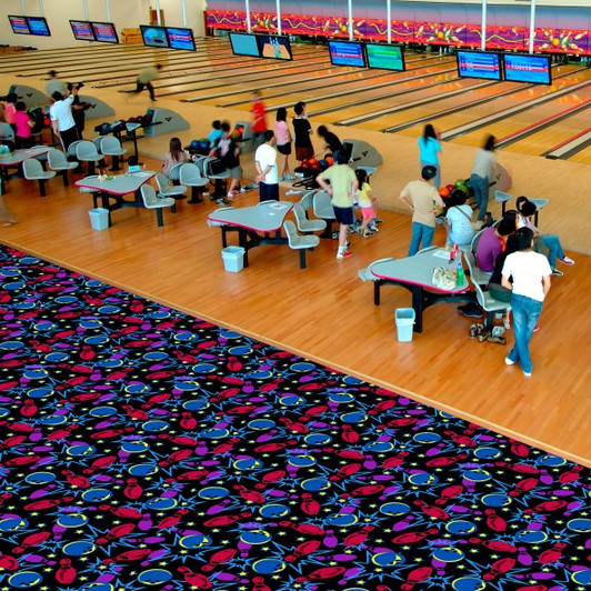 Joy Carpets Neon Lights Retro Bowl Fluorescent 448 Commercial Broadloom Carpet Room Scene