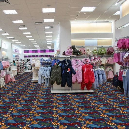 Joy Carpets Playful Patterns Animal Crackers 26 oz. 52126 Commercial Broadloom Carpet Room Scene