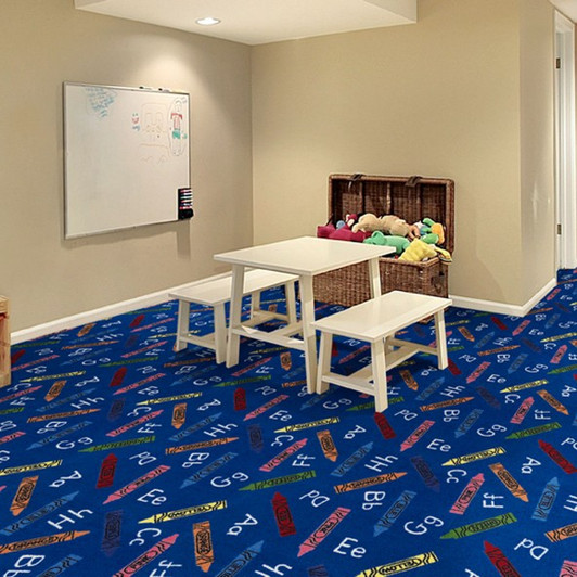 Joy Carpets Playful Patterns Crayons 26 oz. 141826 Commercial Broadloom Carpet Room Scene