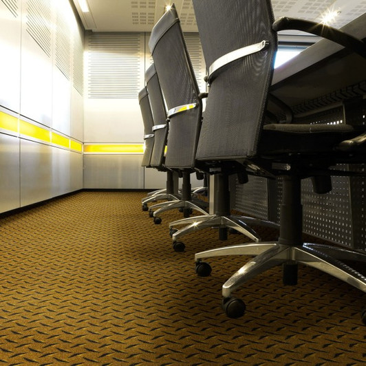 Joy Carpets Kaleidoscope Diamond Plate 26 oz. 150426 Commercial Broadloom Carpet Room Scene