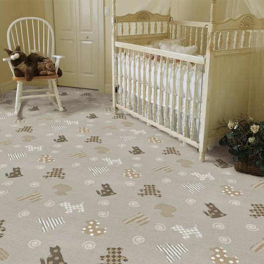Joy Carpets Playful Patterns Frisky Friends 26 oz. 174326 Commercial Broadloom Carpet Room Scene