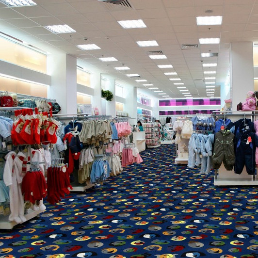 Joy Carpets Playful Patterns Joyful Faces 26 oz. 140626 Commercial Broadloom Carpet Room Scene