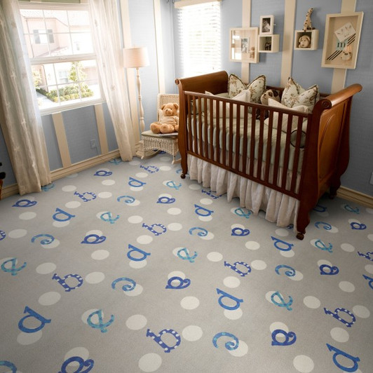 Joy Carpets Playful Patterns Polka Dot ABCs 32 oz. 173132 Commercial Broadloom Carpet Room Scene