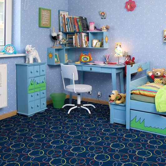 Joy Carpets Playful Patterns Ringing 26 oz. 177126 Commercial Broadloom Carpet Room Scene