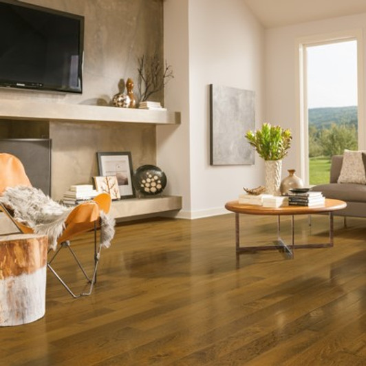 Hartco Prime Harvest Hickory 5" Medium Gloss Solid Hardwood Plank Room Scene