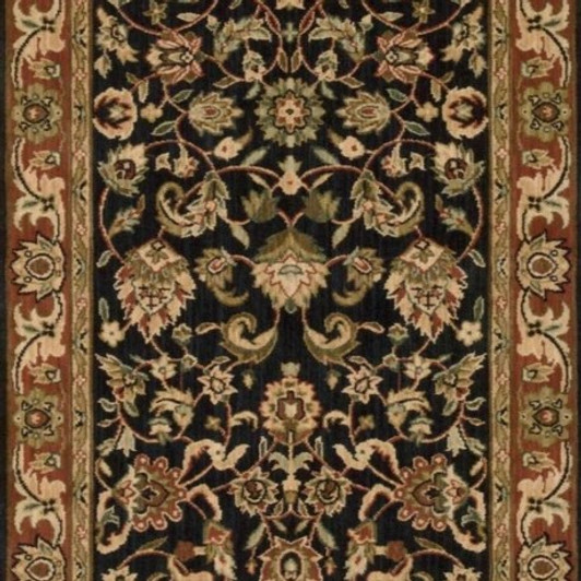 Nourison Grand Parterre Grand Kashan Midnight Residential Carpet Runner - 30" or 41"