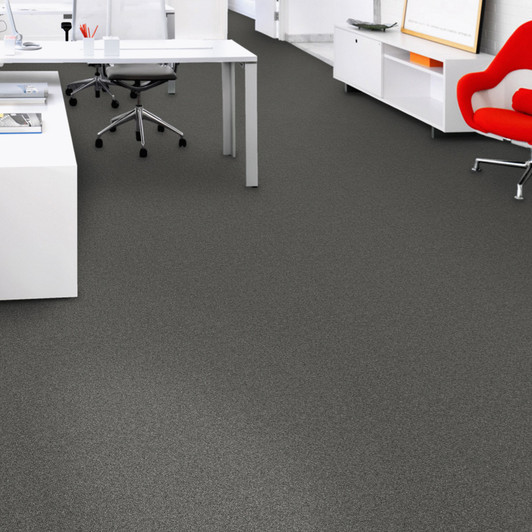 Mohawk Aladdin Scholarship II 26 AQ100 Commercial Broadloom Carpet Stainless Steel Room Scene