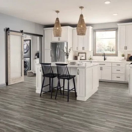 Mannington REALTA Glue Down Elmwood Smoke RDG108 Residential Luxury Vinyl Plank Room Scene