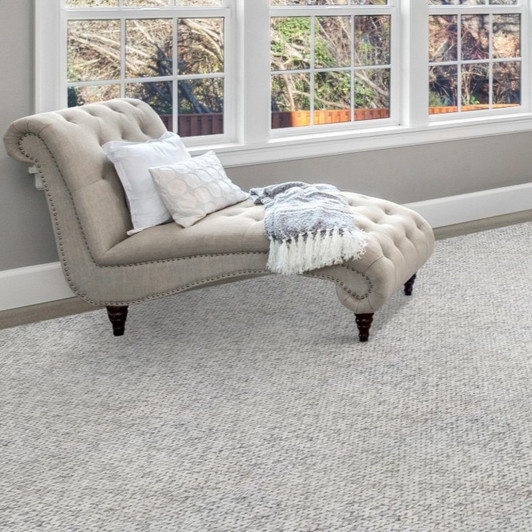 Stanton Crescent Panama Cord Residential Carpet - Chrome Room Scene