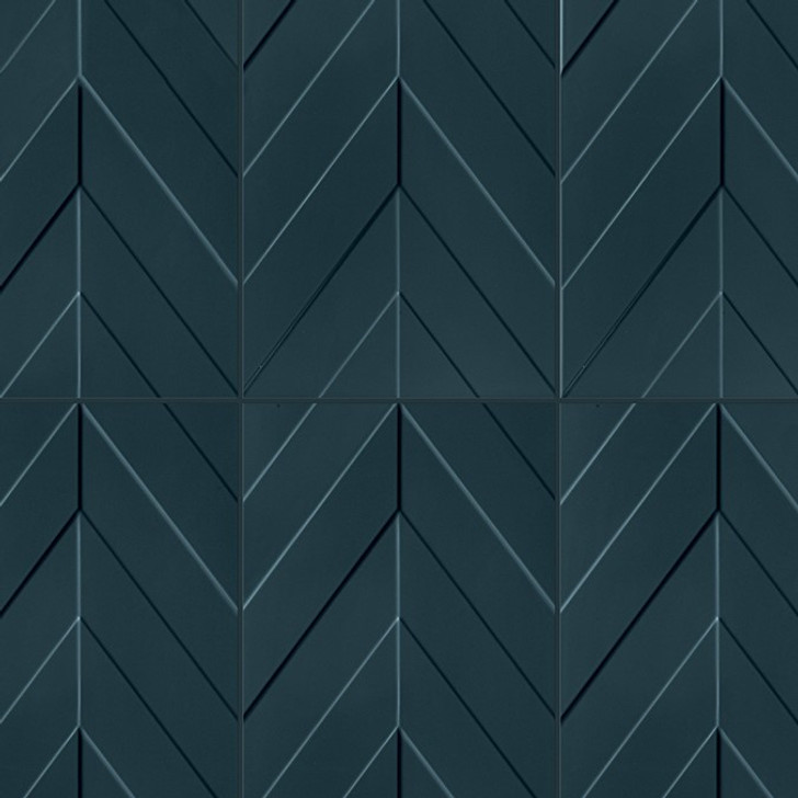 Walker Zanger 4D Chevron 16" x 32" Deep Blue Ceramic Tile