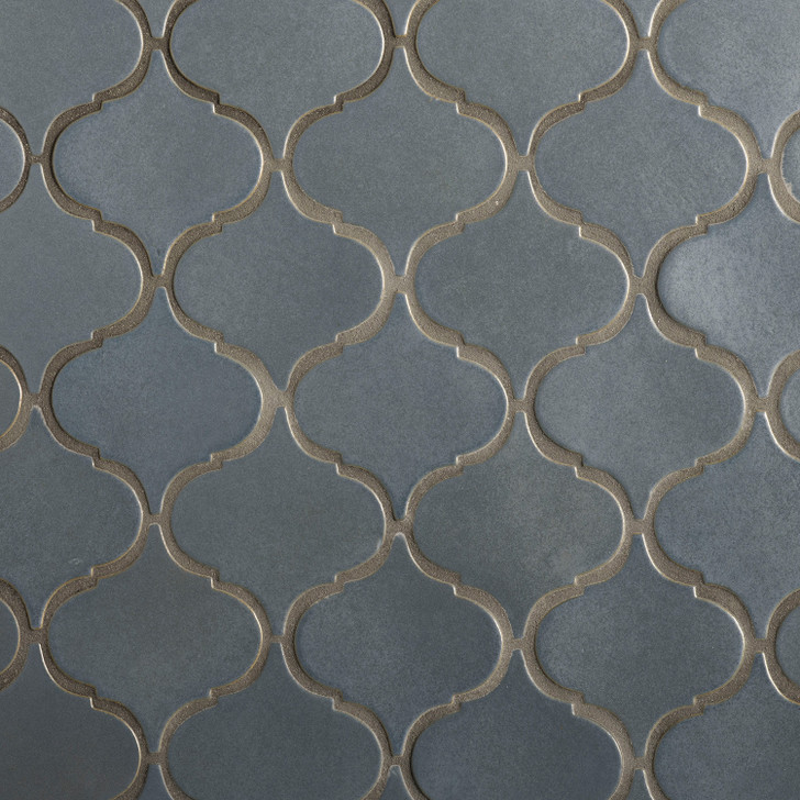 Walker Zanger Andalucia Arabesque 6" x 9" Ceramic Mosaic Tile Atlantico Matte Installed