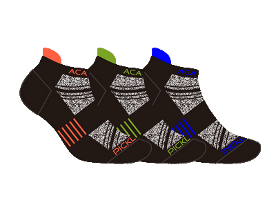 Acacia Pickleball Socks No Show 1/4 Length Multi Pack of 3