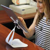 Girl using  White iPad Stand - Stabile PRO on desk