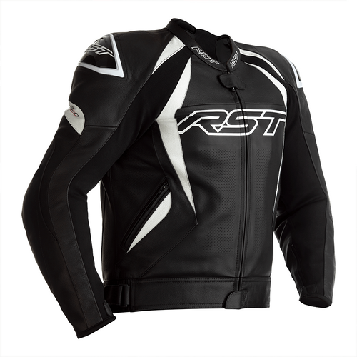 RST Tractech Evo 4 CE Mens Leather Jacket - Black / White