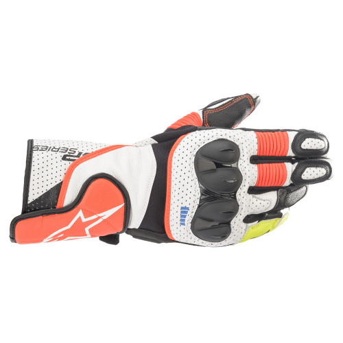 Alpinestars SP-2 V3 Leather Gloves - White / Red Fluo / Black