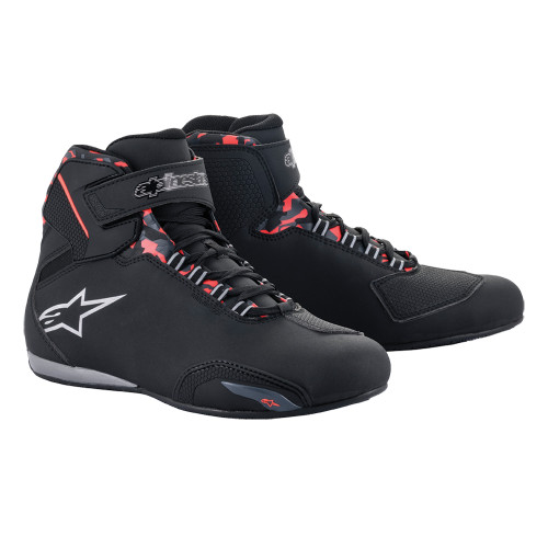 Alpinestars Sektor Waterproof Motorcycle Shoe - Black / Dark Grey / Red Fluo