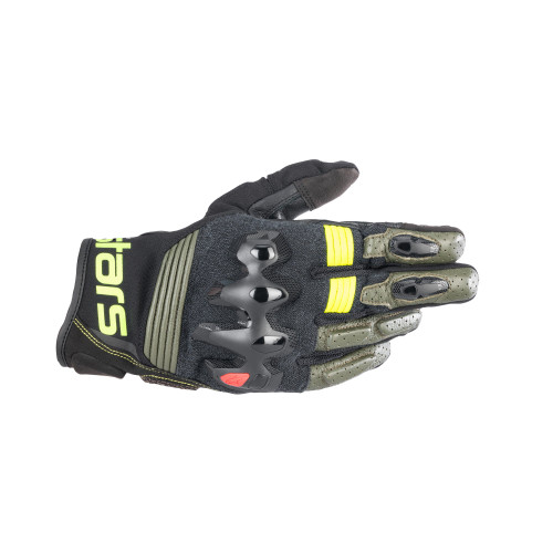 Alpinestars Halo Short Leather Gloves - Forest / Black / Yellow Fluo