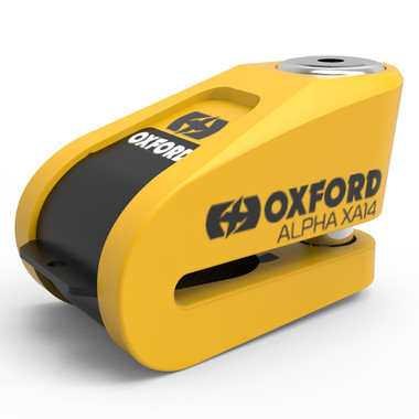 Oxford Alpha XA14 Alarm Disc Lock Yellow/Black - Mega Motorcycle Store