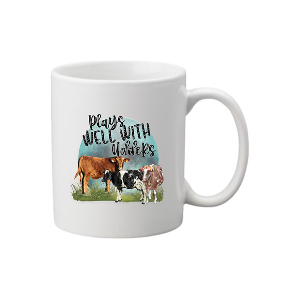 Plays Well With Udders Printed Mug