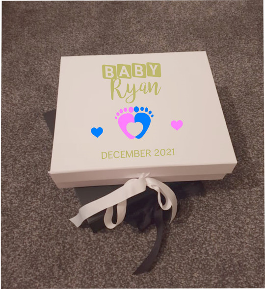 White Personalised Giftbox - Baby Shower
