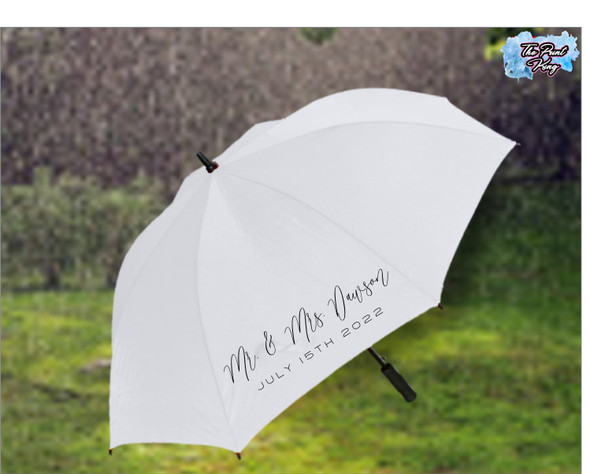 Mr & Mrs Wedding Umbrella - White