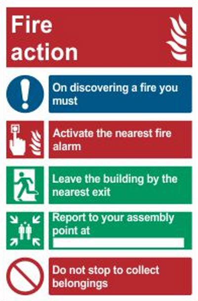 Fire Action Safety Sign