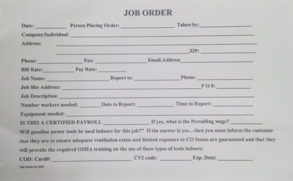 LF Job Order Pad