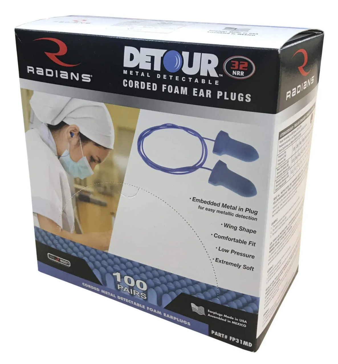 Radians FP31MD Metal Detectable Ear Plugs (100ct) 